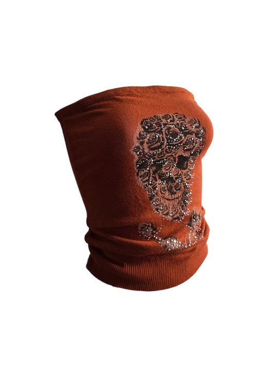 2010 vintage indiesleaze strass skull off shoulder top - zimfriperie