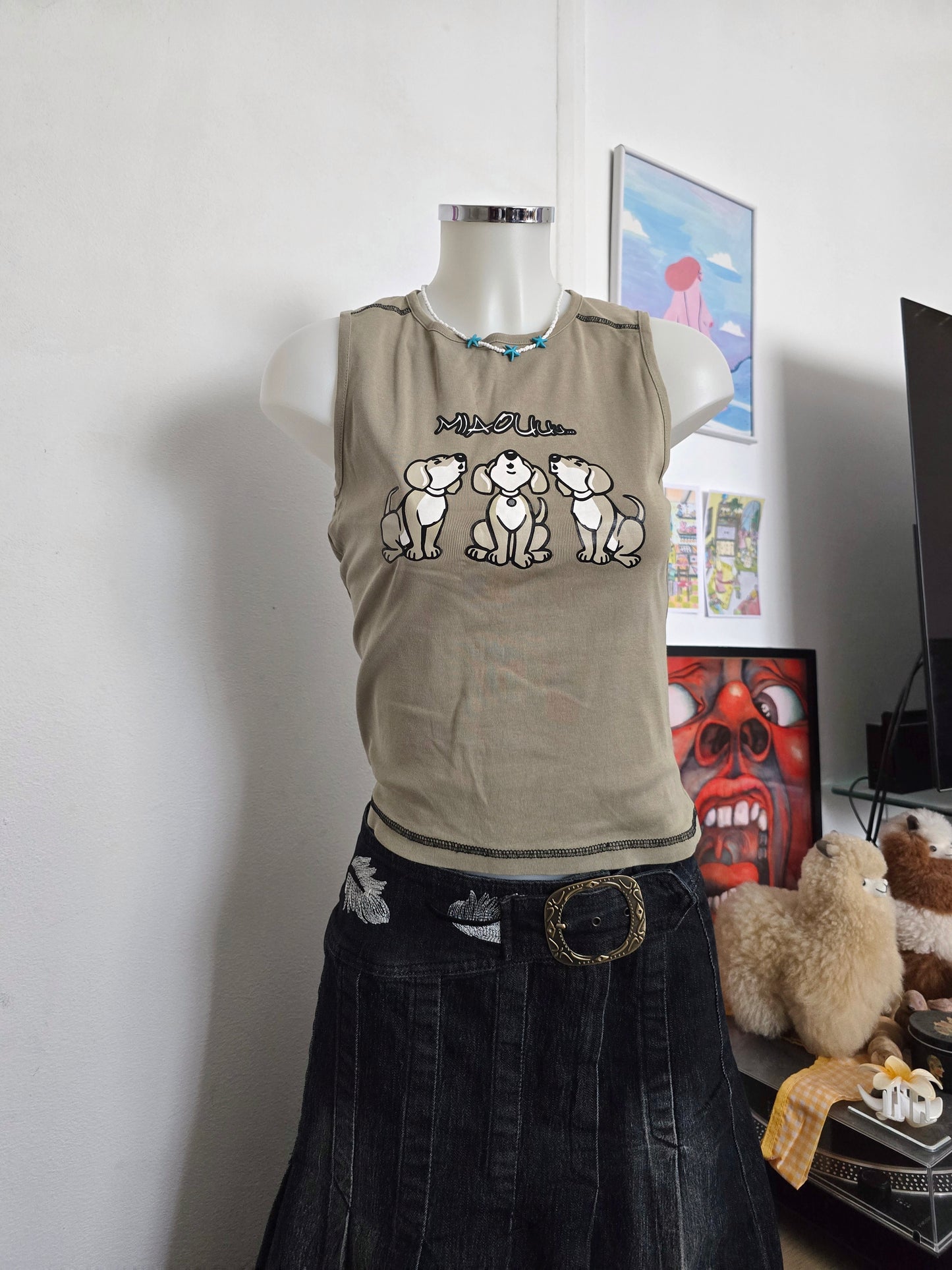 90s vintage softgrunge printed tank top