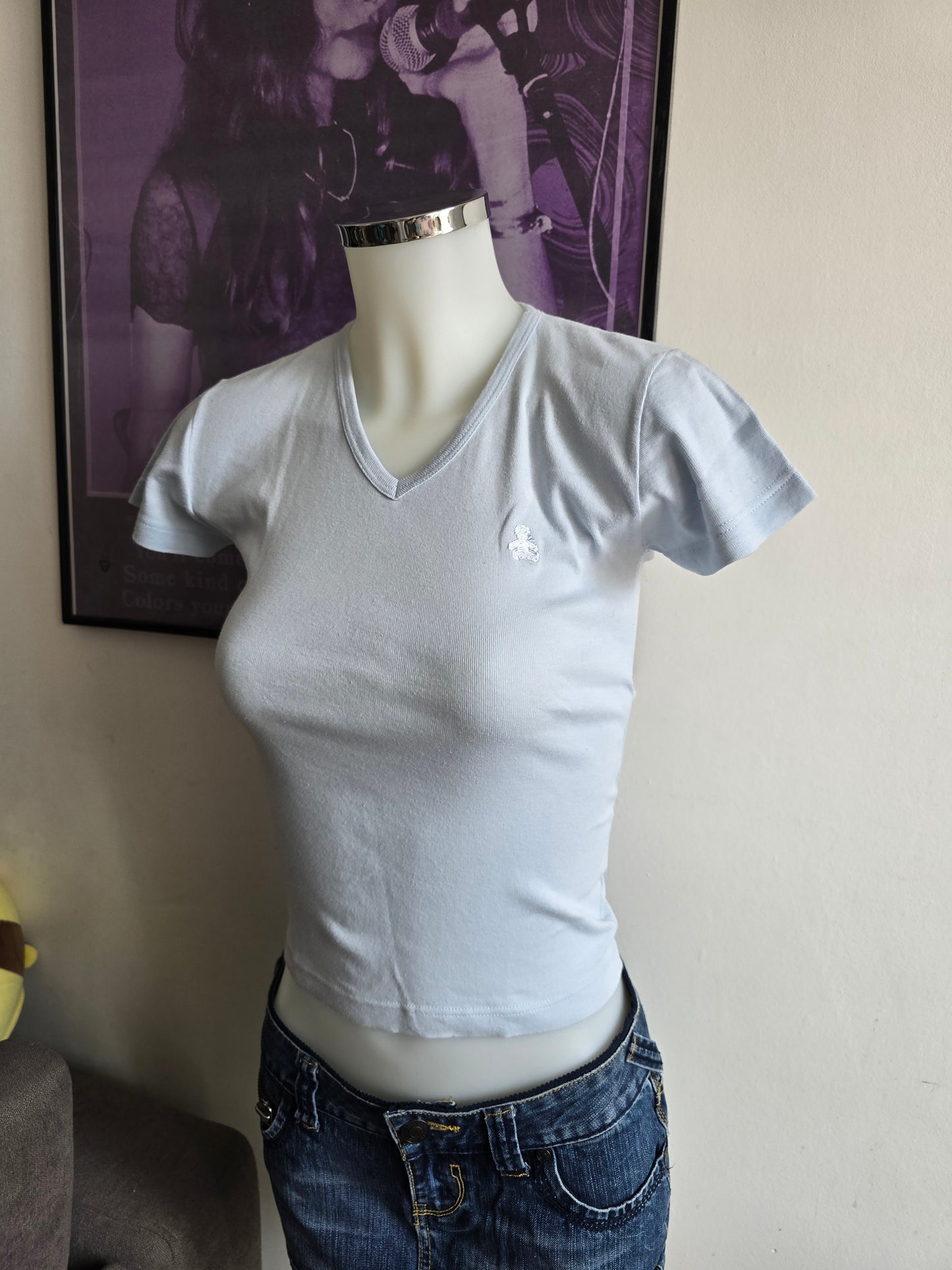 2000s vintage blue coquette tshirt