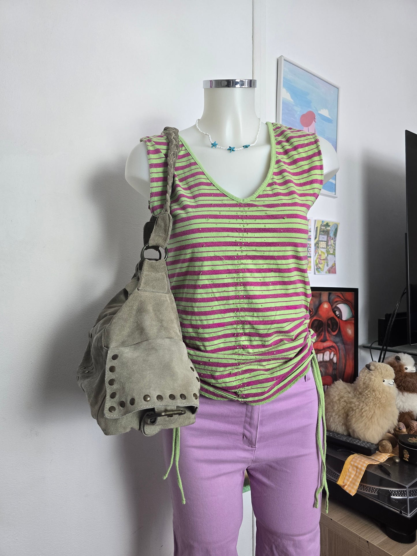 Y2k vintage indie sleaze striped top