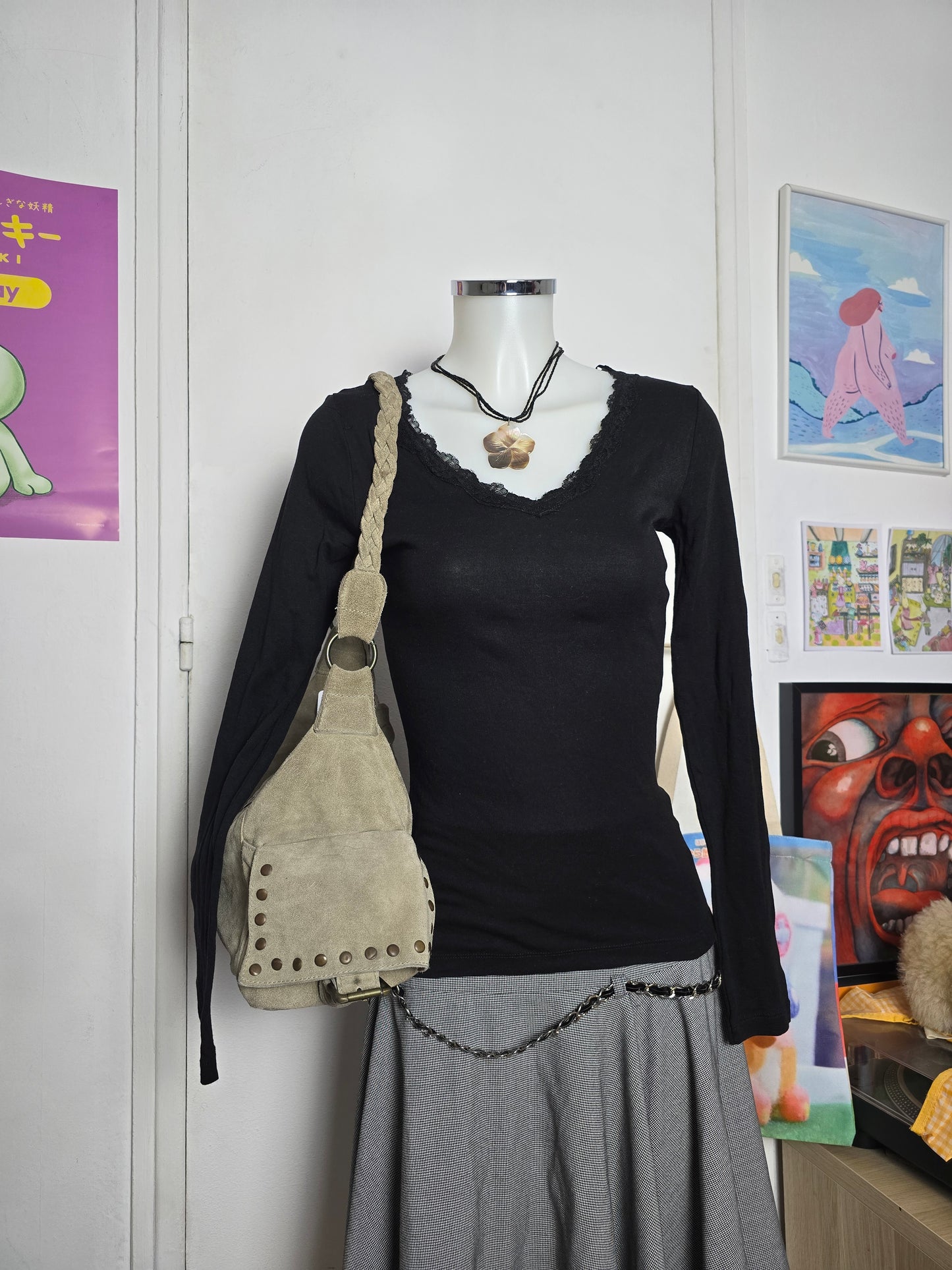 Y2k vintage dark coquette lace top