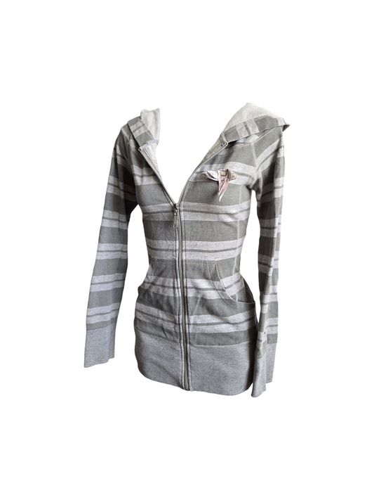 2000s vintage softgrunge striped zip sweater