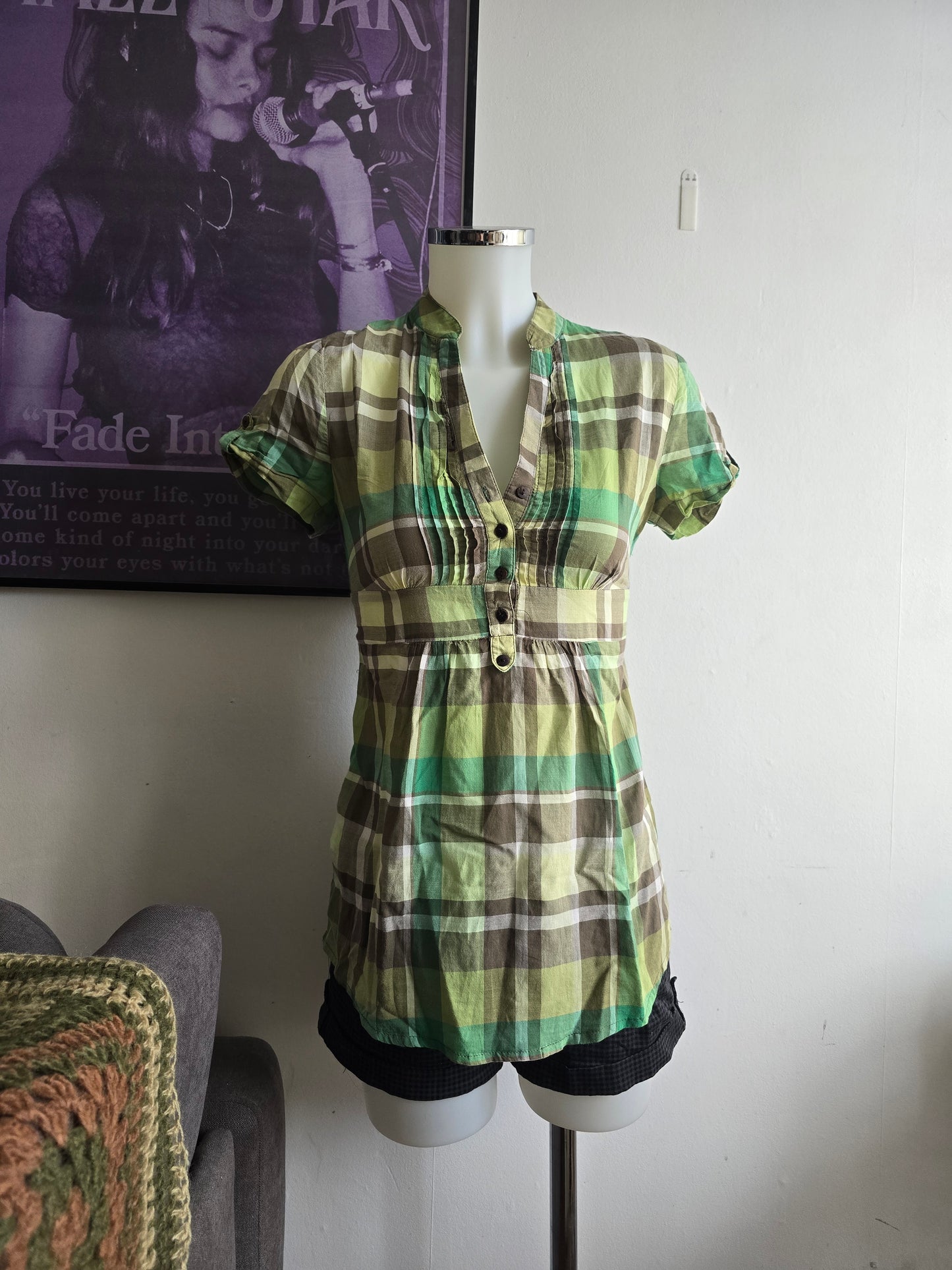 00s vintage farmer's daughter plaid top