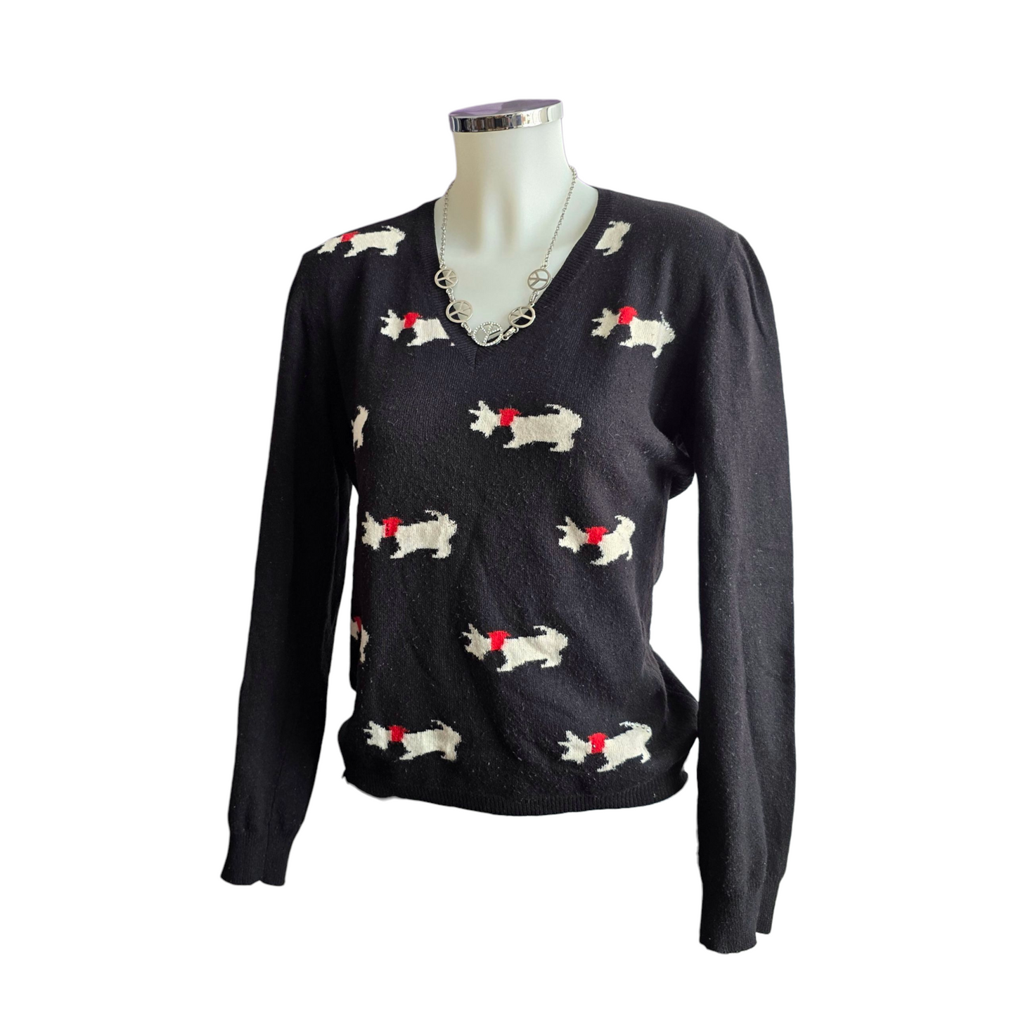 2010s vintage twee dog pattern sweater