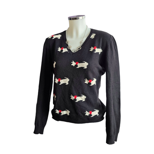 2010s vintage twee dog pattern sweater