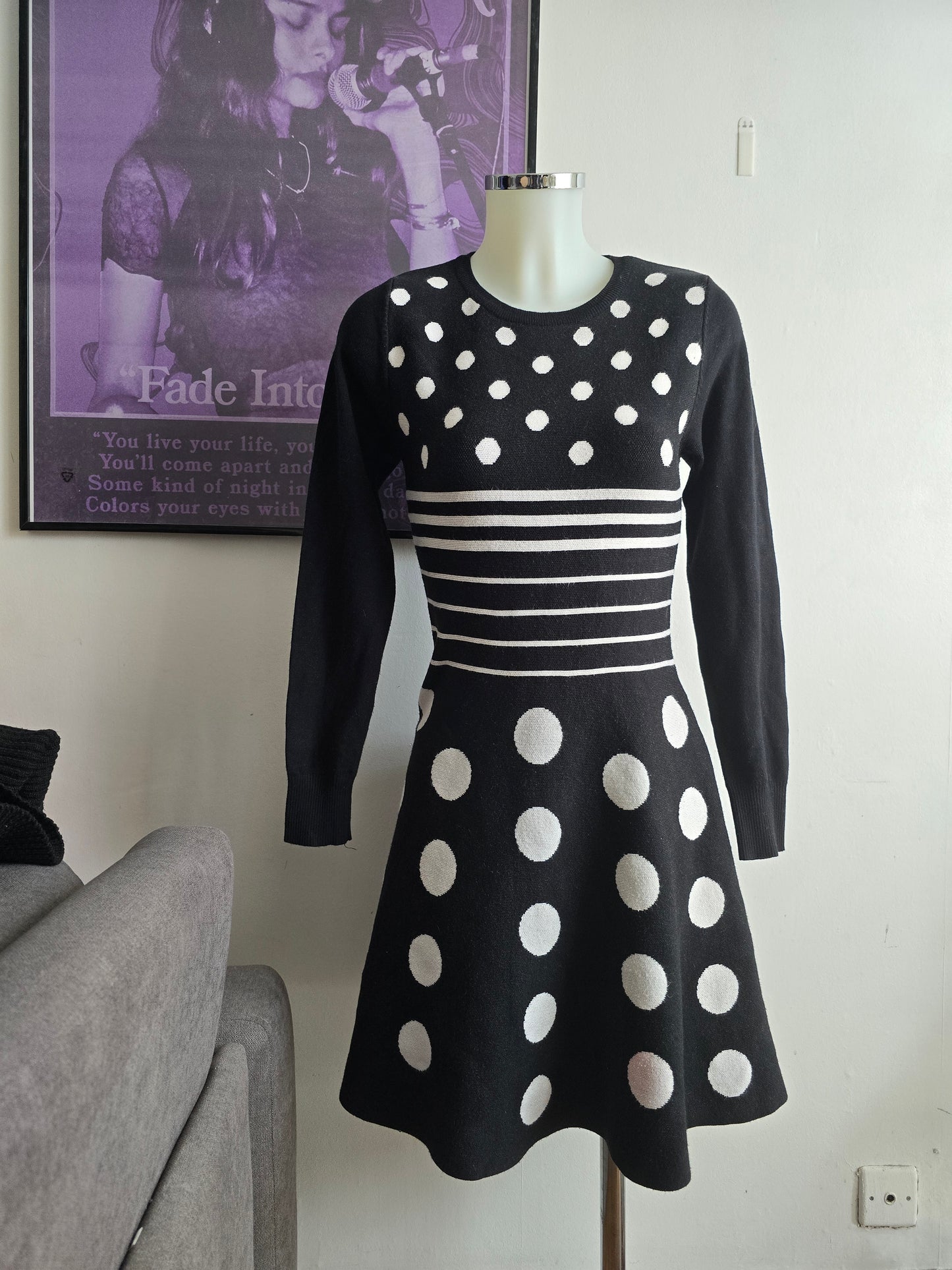 00s vintage flirty polka dots dress