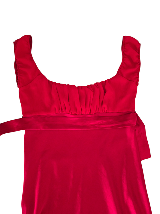 90s vintage flirty satin red dress