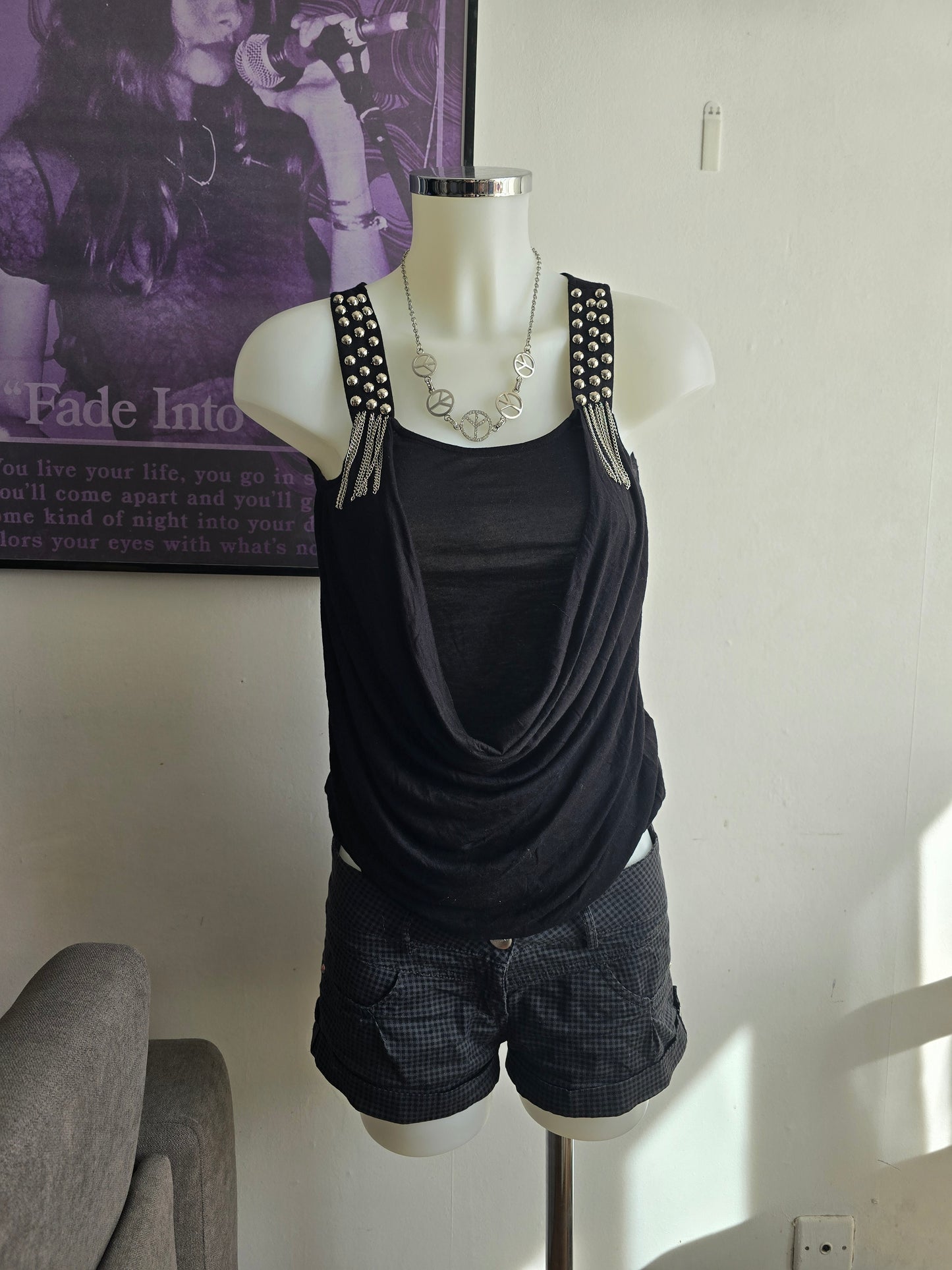 00s vintage indie sleaze draped studded dress