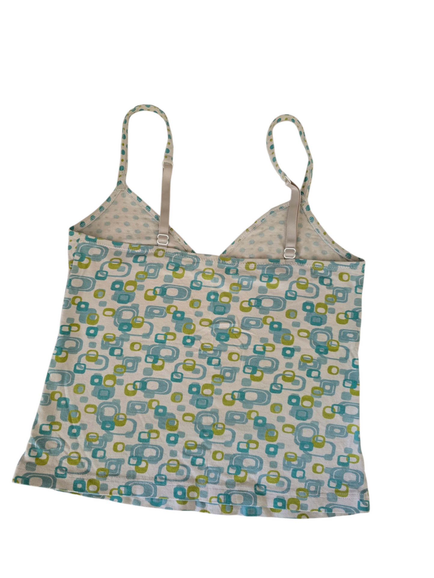 2000s vintage teal abstract pattern babydoll short cami top