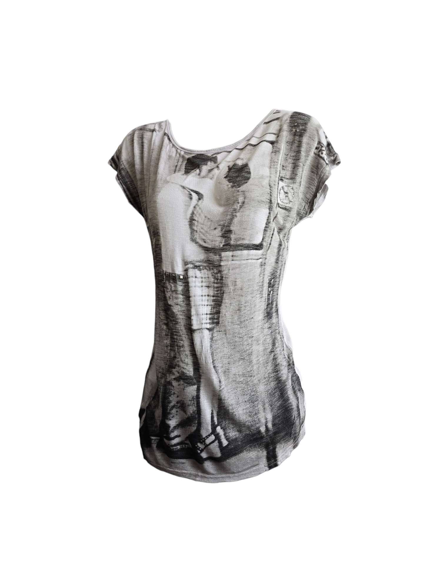 2000s vintage indie sleaze studded printed top - zimfriperie