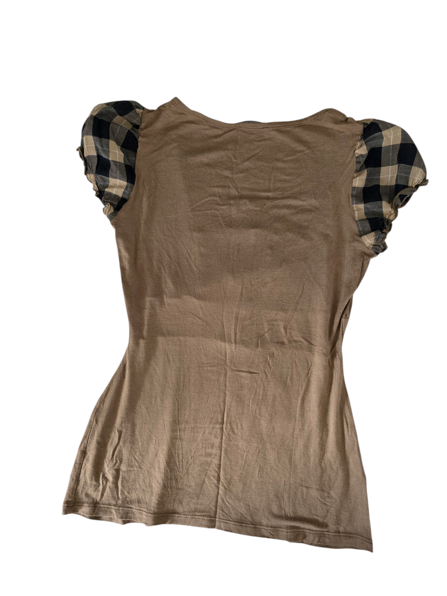 2000s vintage milkmaid babydoll plaid fitted top