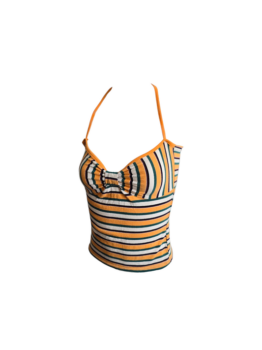 2000s vintage indie sleaze striped halter top - zimfriperie