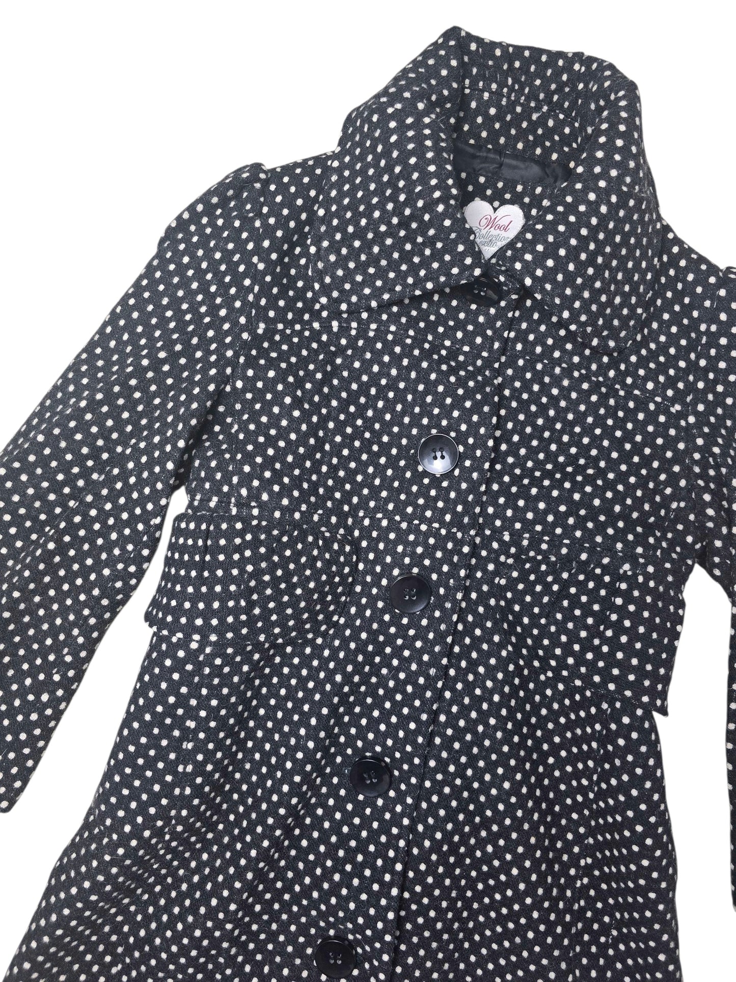 00s vintage coquette downtown girl polka dot peacoat