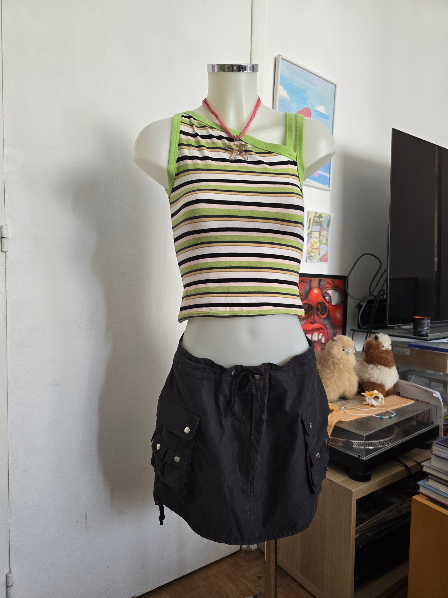 90s vintage asymmetric striped top
