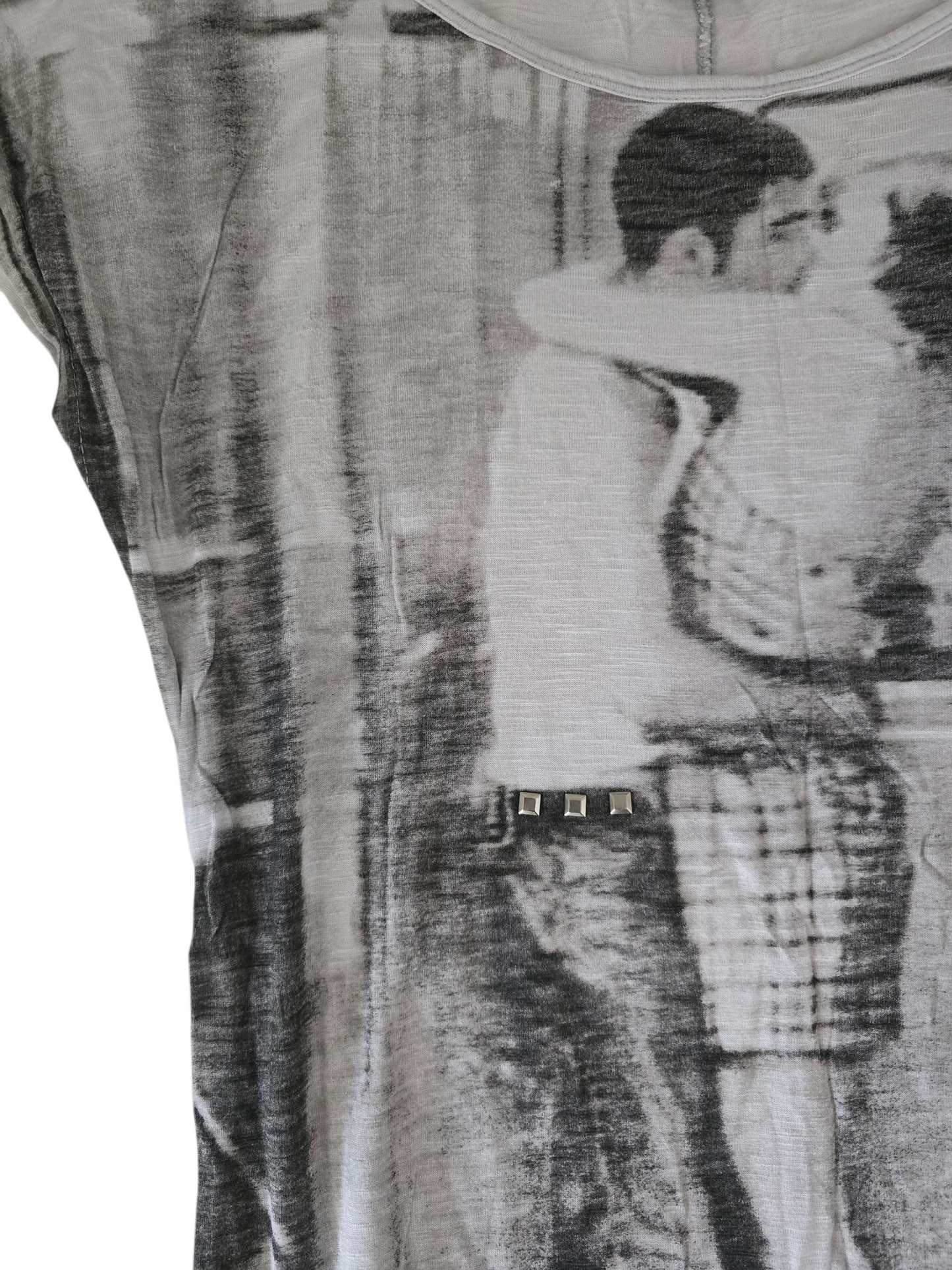 00s vintage softgrunge studded printed top