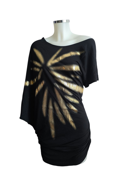 00s vintage indie sleaze asymmetrical batwing dress