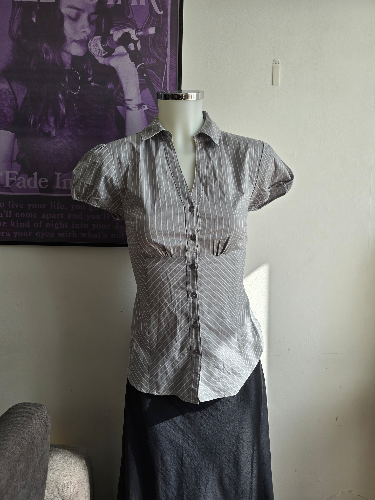 90s vintage office striped shirt