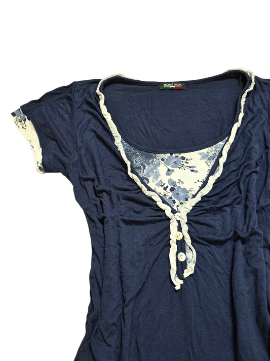 00s vintage milkmaid blue top