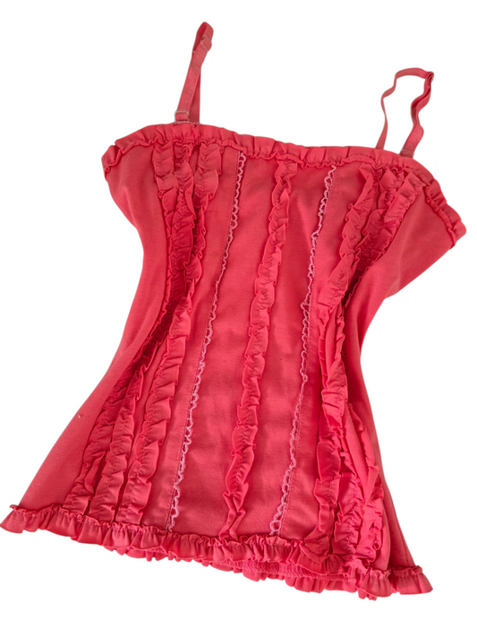 2000s vintage coquette ruffled lace up top - zimfriperie
