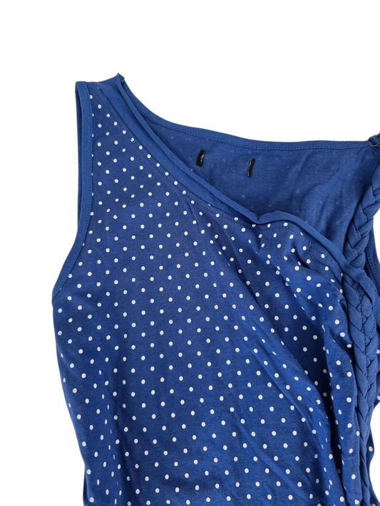 2000s vintage twee blue polka dots asymetric top