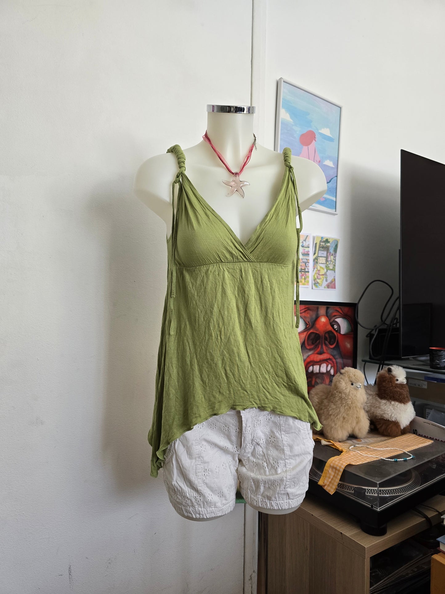 Y2k vintage bohemian asymmetric halter top