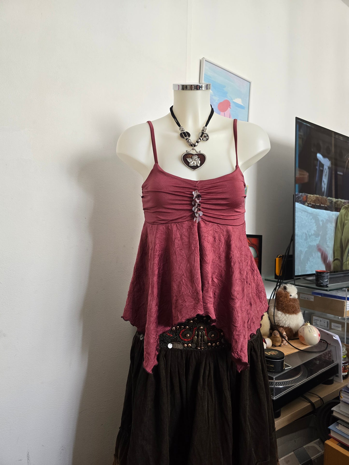 Y2k vintage fairy asymmetric sequin top