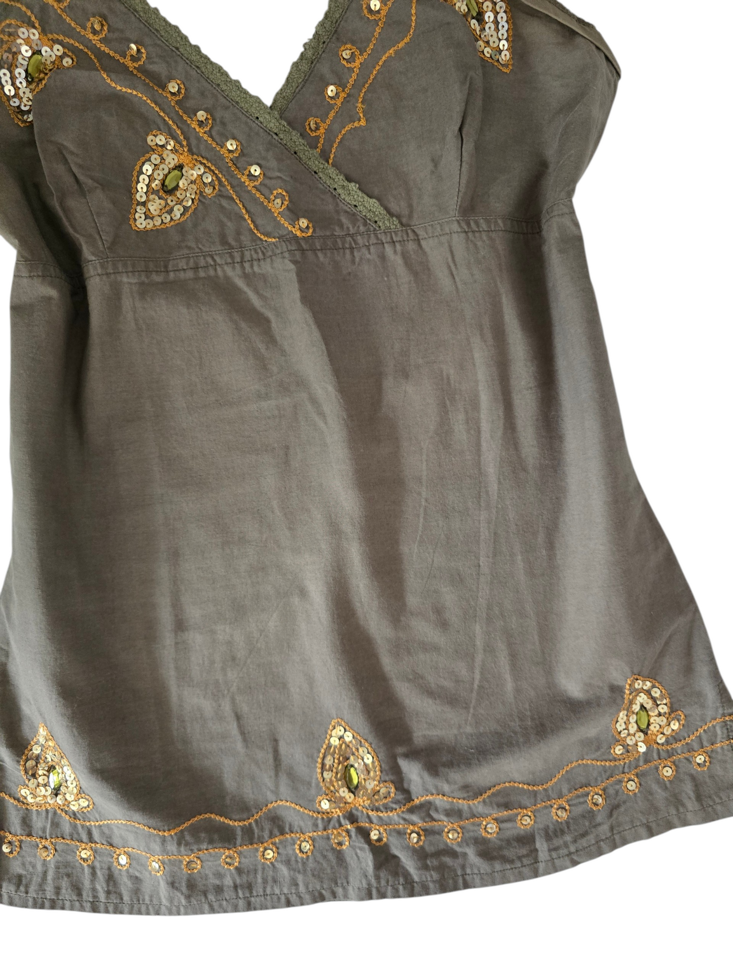 2000s vintage fairy boho sequins babydoll top