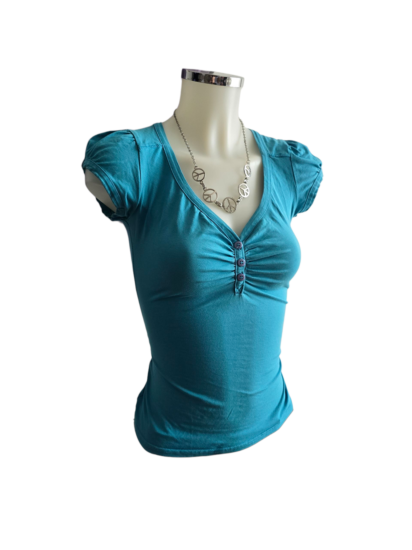 00s vintage blue button up top