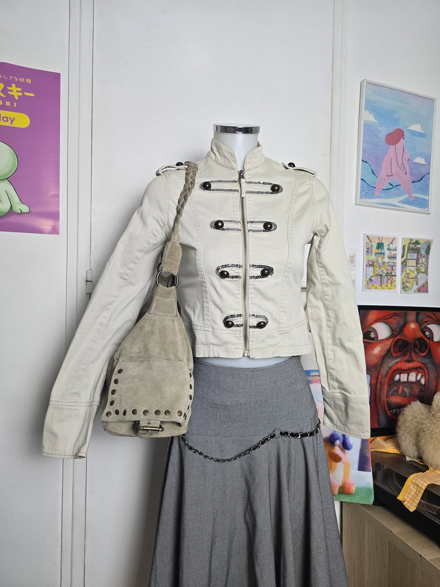 Y2k vintage indiesleaze officer sequin jacket