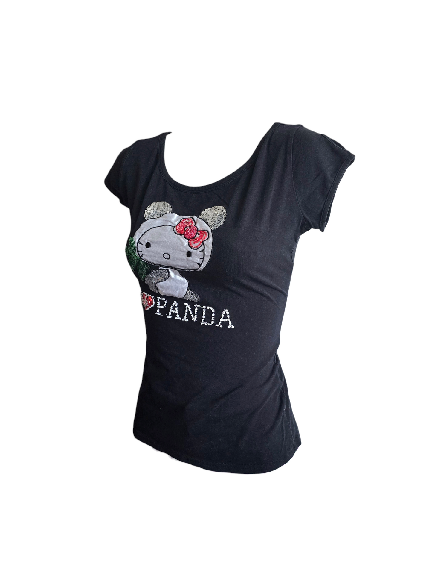 00s vintage Hello kitty embroidery dark coquette fitted top - zimfriperie