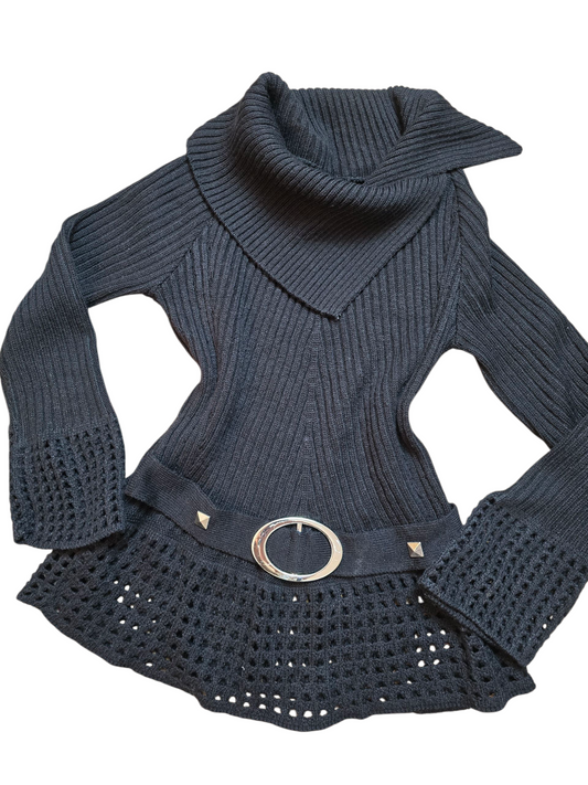 00s vintage dark coquette ribbed sweater