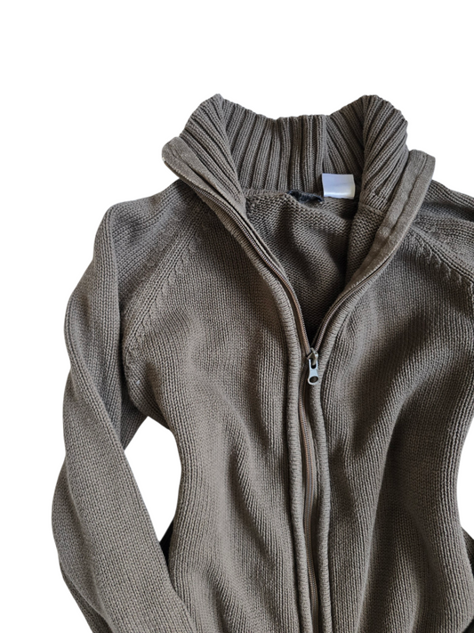 2000s vintage fitted ribbed zip sweater