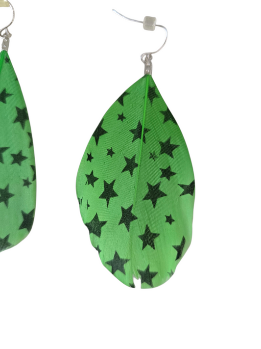 2010s vintage printed stars feathers earring