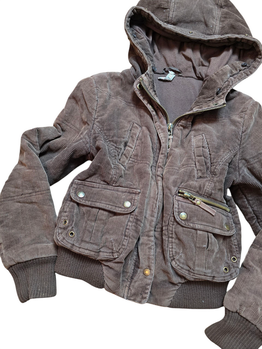 00s vintage zip up softgrunge ribbed hooded coat