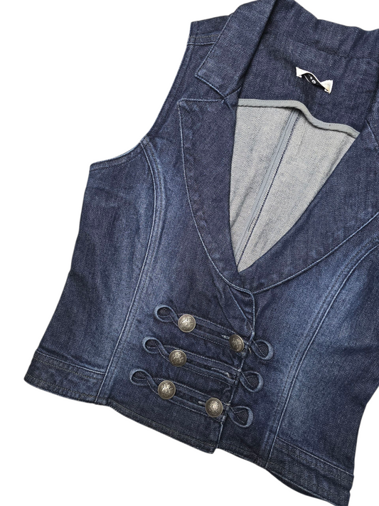 00s vintage indie sleaze officer denim top