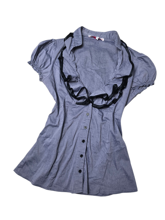 90s vintage office ruffled shirt