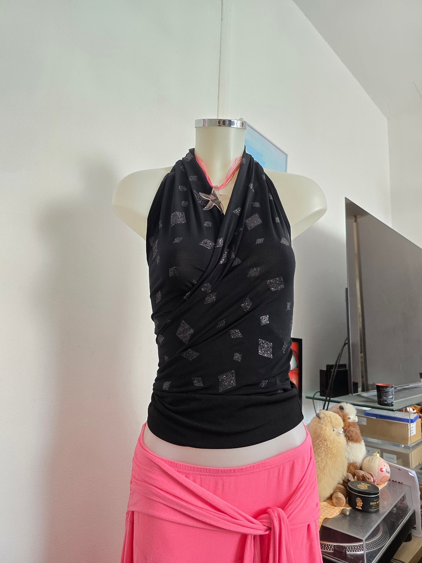 Y2k vintage indie sleaze wrap backless top