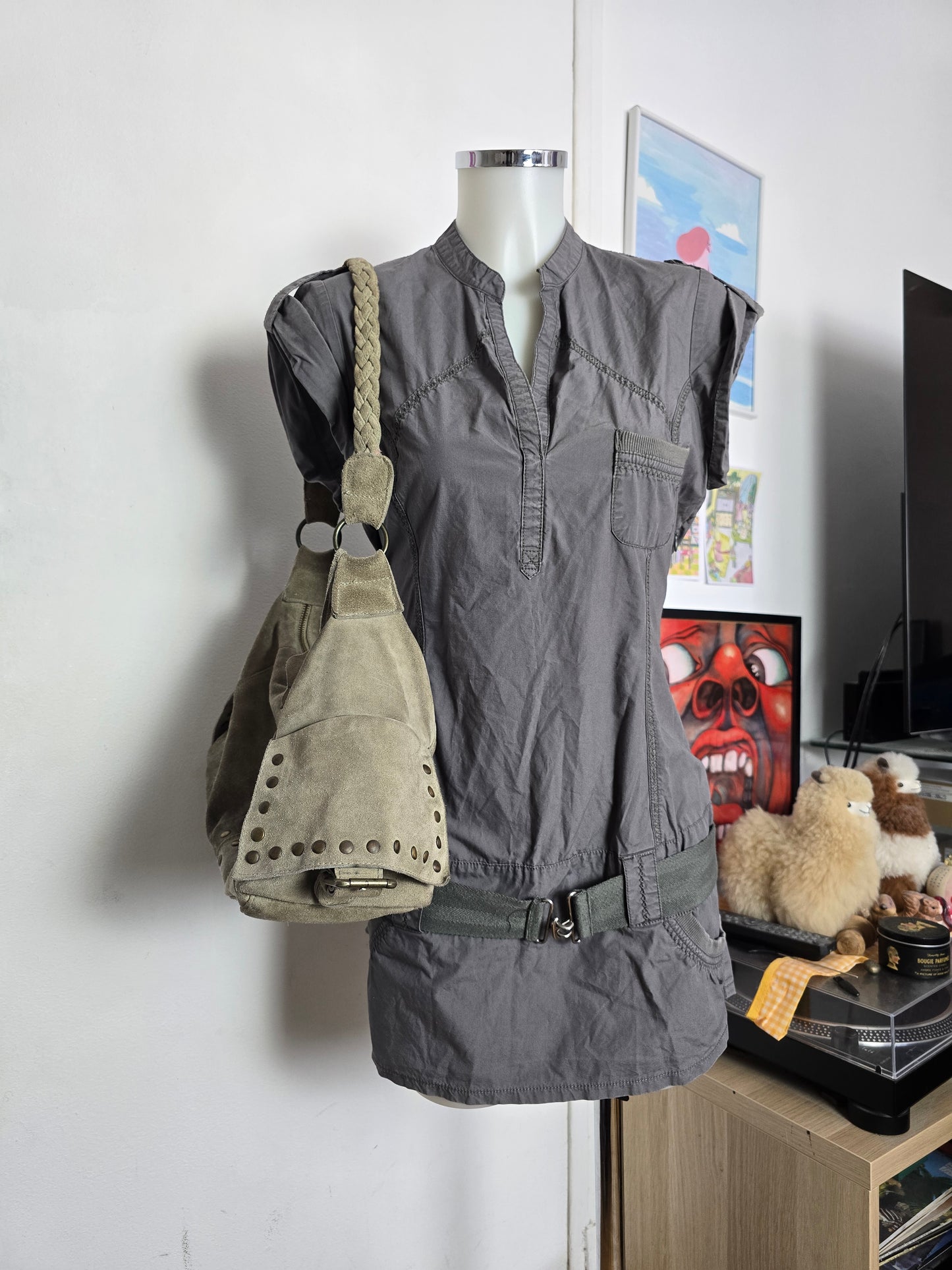 90s vintage cargo downtown shirt dress