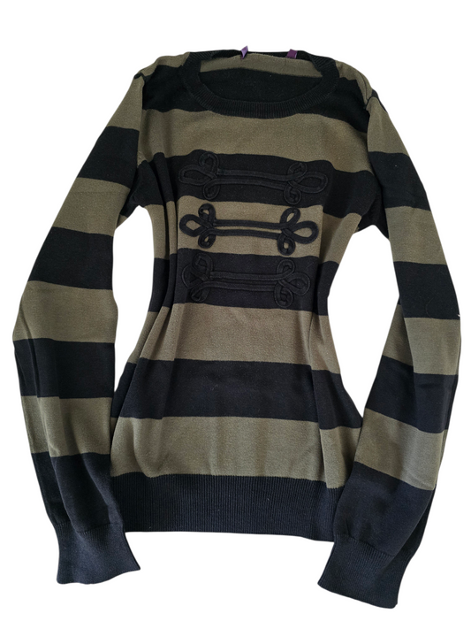 2000s vintage striped indie sleaze officier sweater