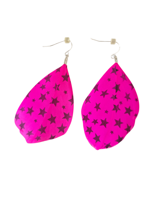 2010s vintage printed stars feathers earring