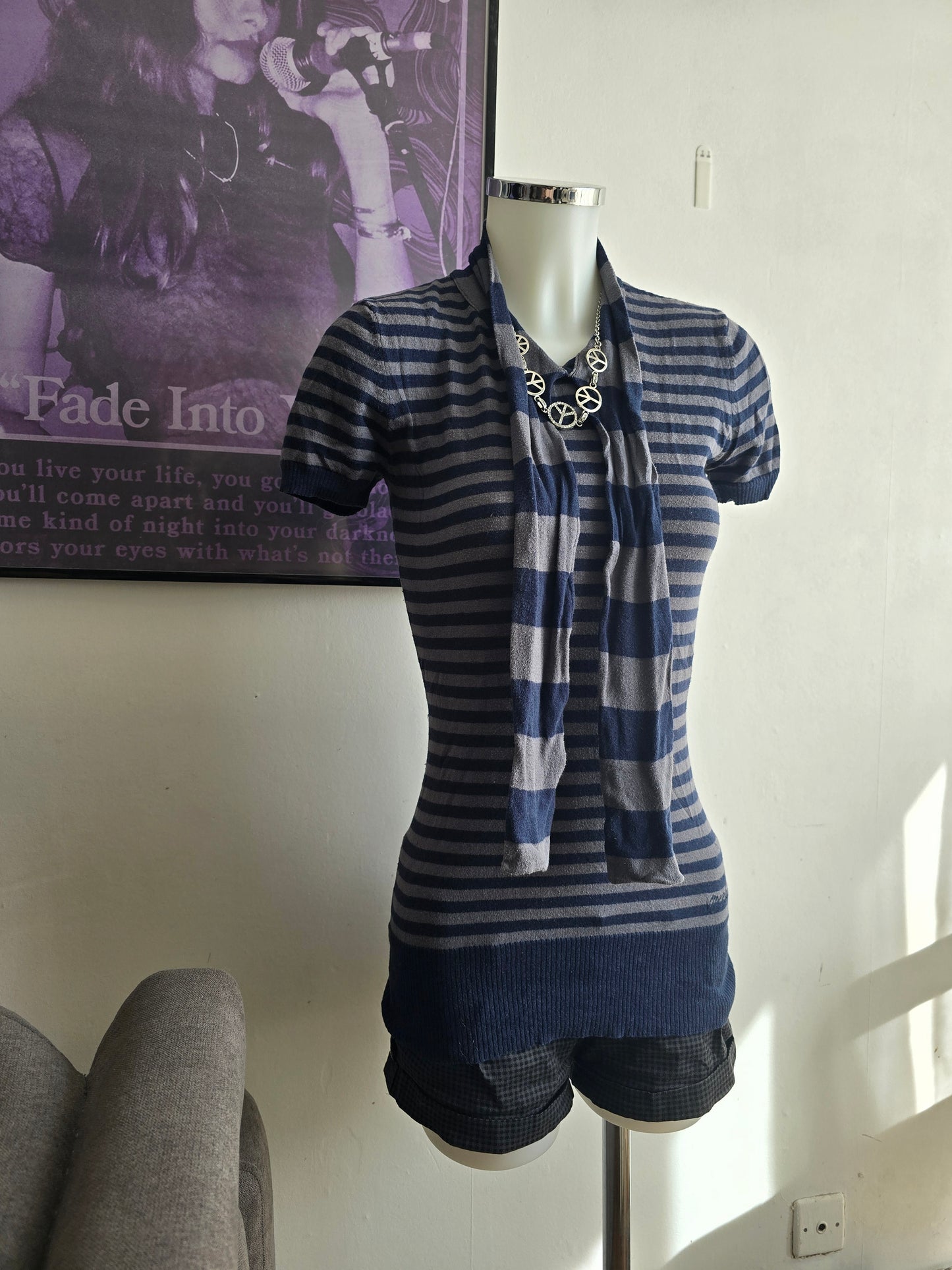 00s vintage softgrunge striped top