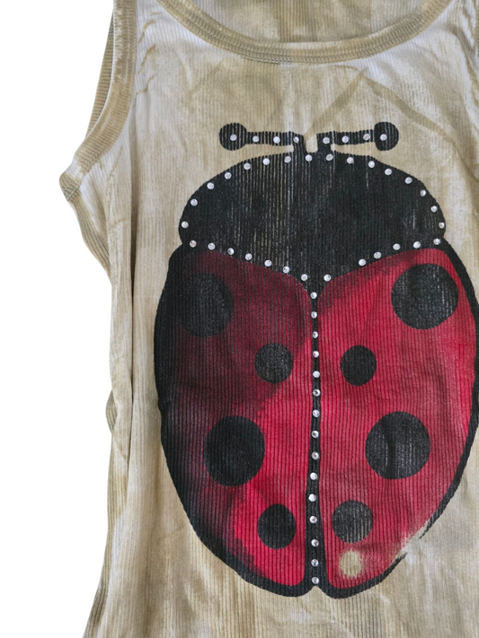 Y2k vintage softgrunge printed ladybug top