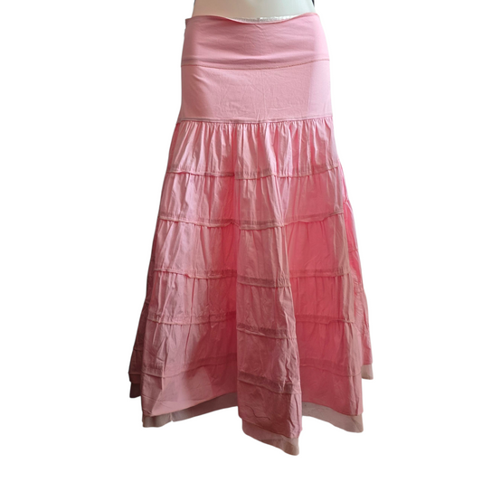 00s vintage boho flirtatious long pink skirt