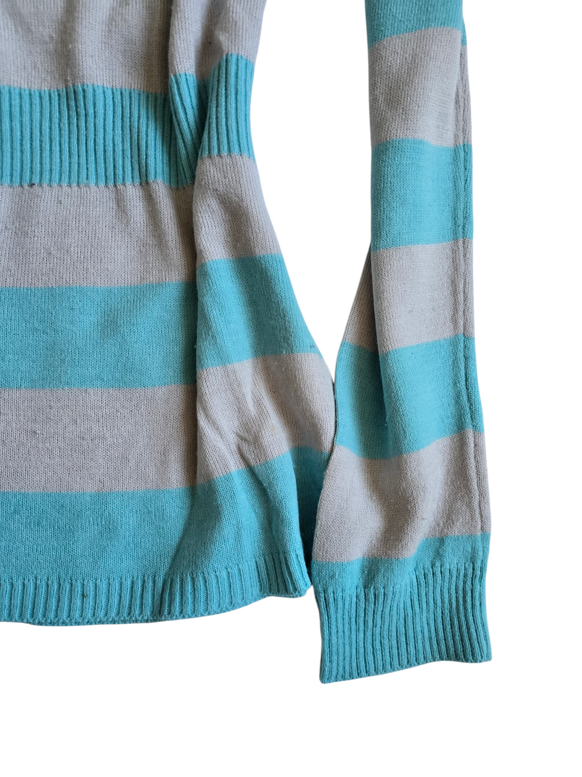 2000s vintage striped knit teal sweater