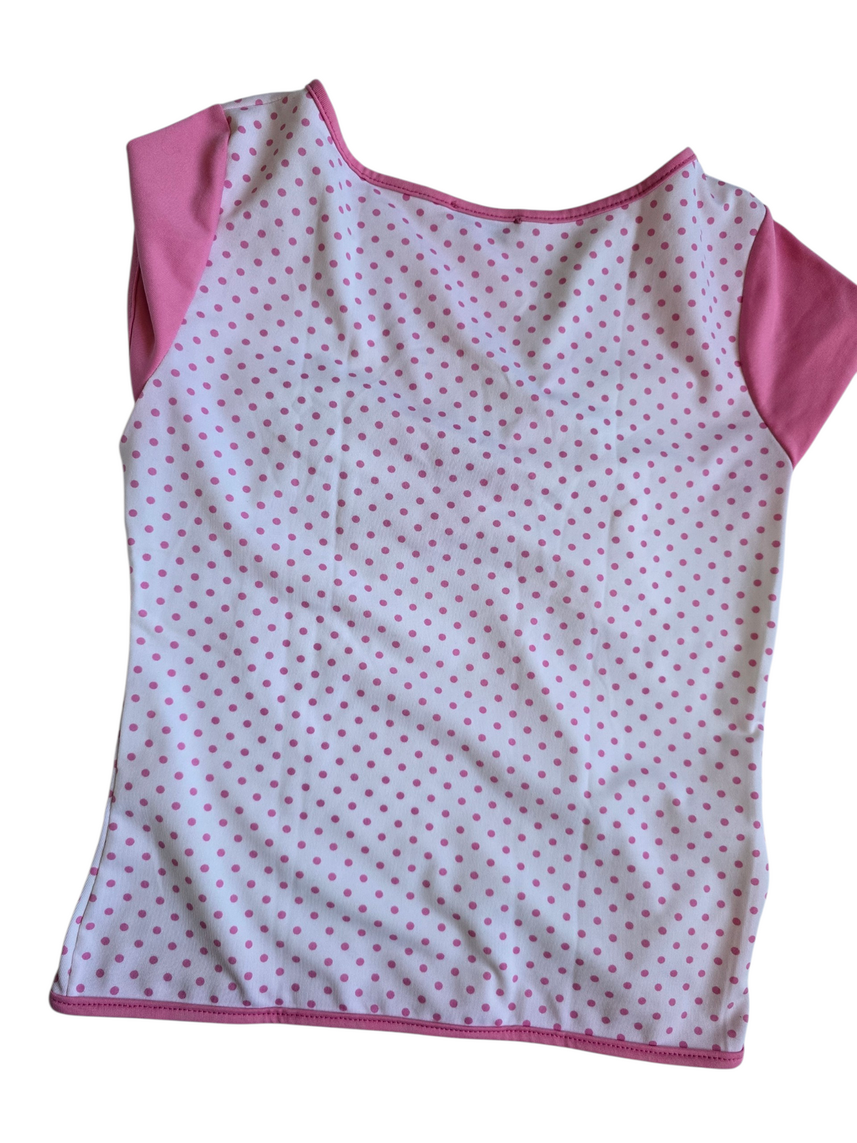 2000s vintage coquette polka dots pink top