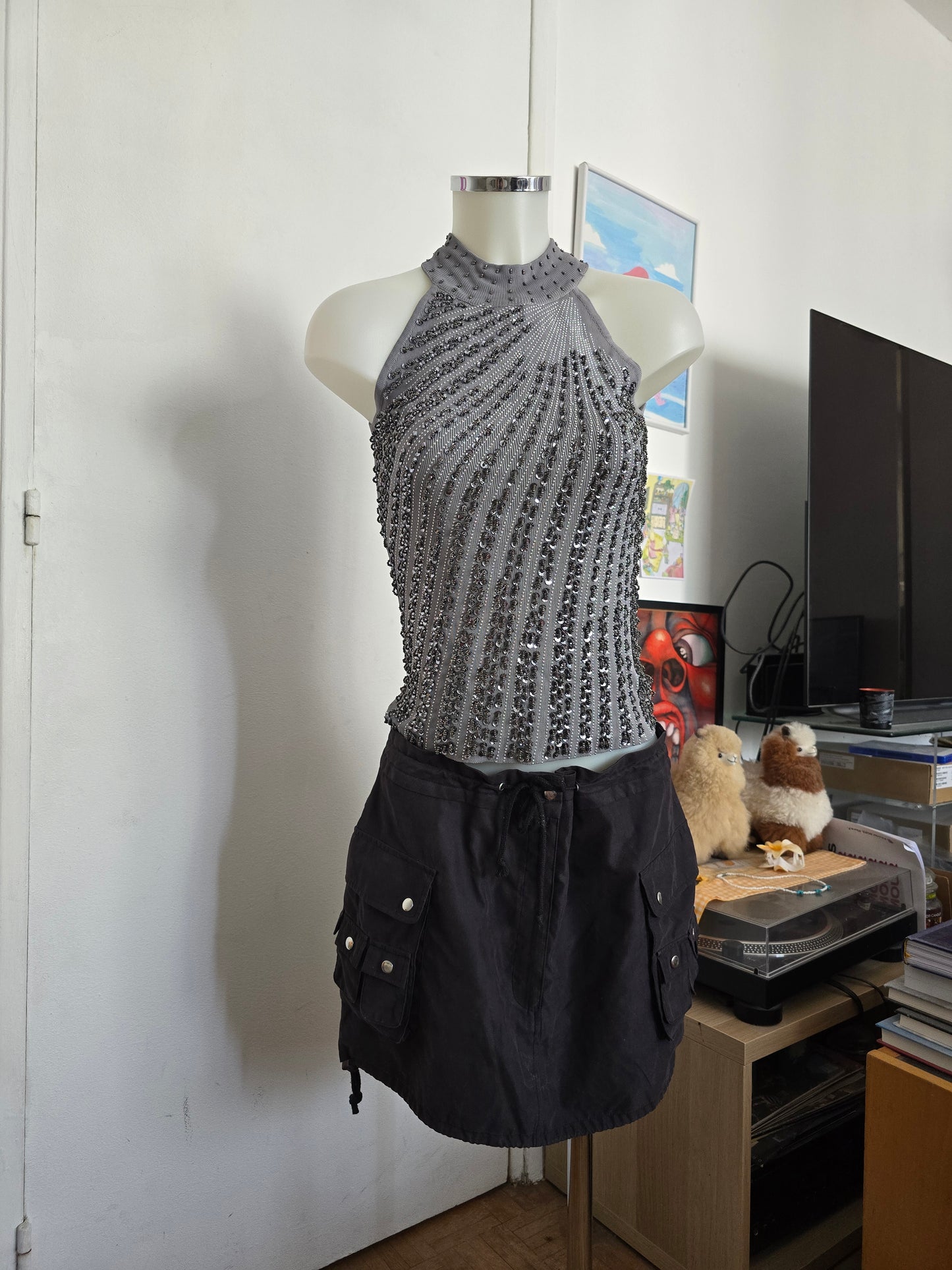 Y2k vintage indie sleaze sequin top