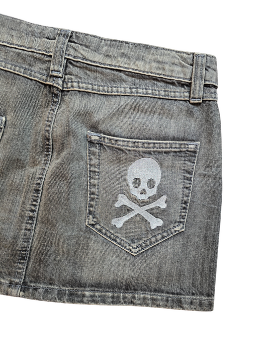 00s vintage denim skull skirt - zimfriperie