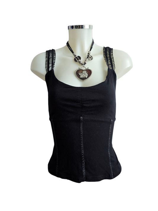 00s vintage dark coquette softgrunge romantic ruffle whimsigoth top