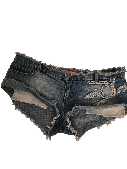 2000s fairy softgrunge denim low rise mini short