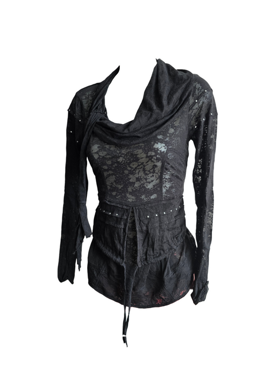 00s vintage lace dark coquette transparente top - zimfriperie